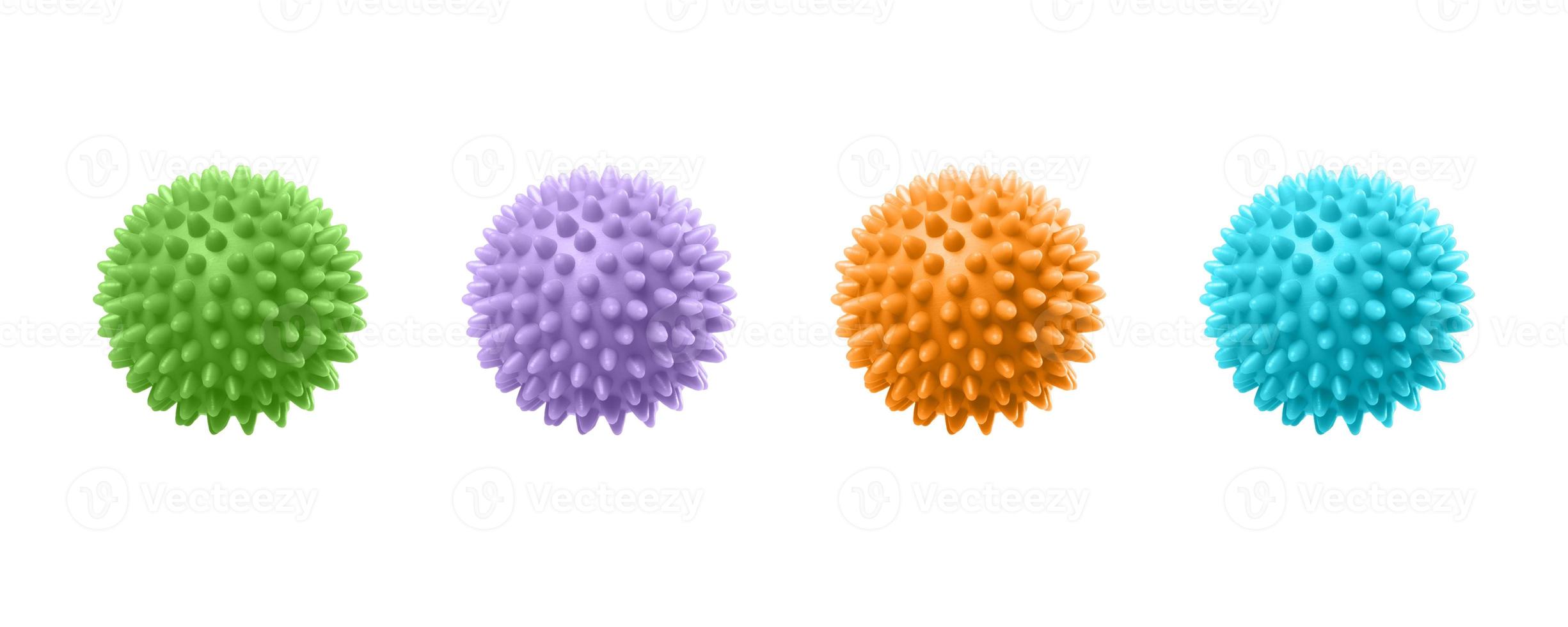 Close-up colored massage balls isolated on white background photo