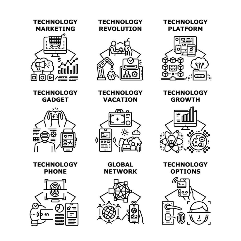 Ilustración de vector de icono de concepto de negocio de tecnología