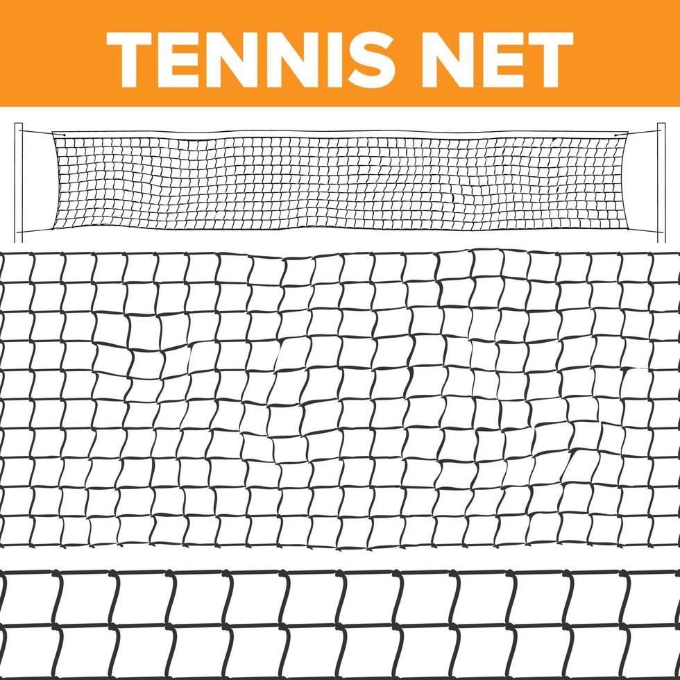 Tennis Net Pattern Vector. Volleyball Texture. Court Net Isolated. Horizontal Seamless. Rope Trap. Competition Game. Illustration vector