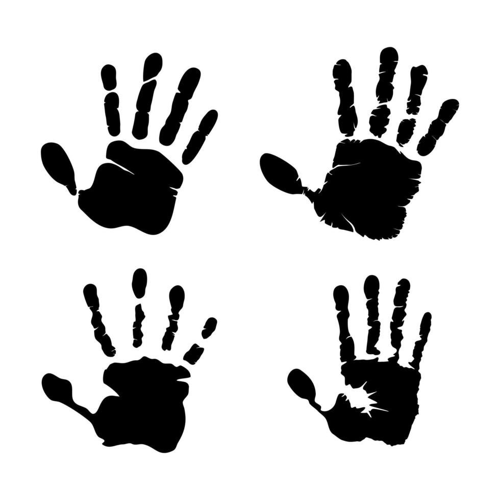 Handprint set silhouette vector on white background