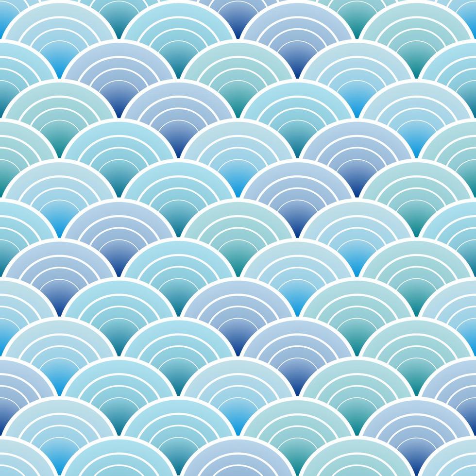 Seamless pattern wave blue water japanese style vector