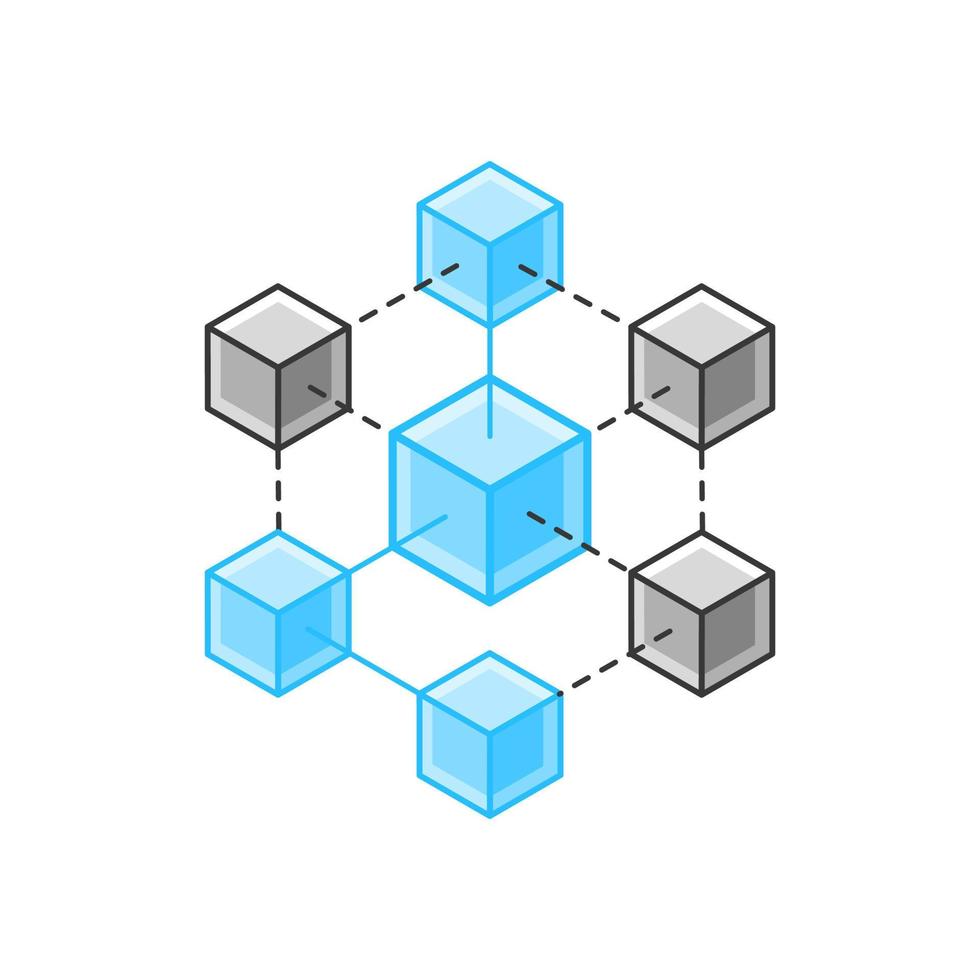 diagrama de flujo de estructura de red de tecnología blockchain vector