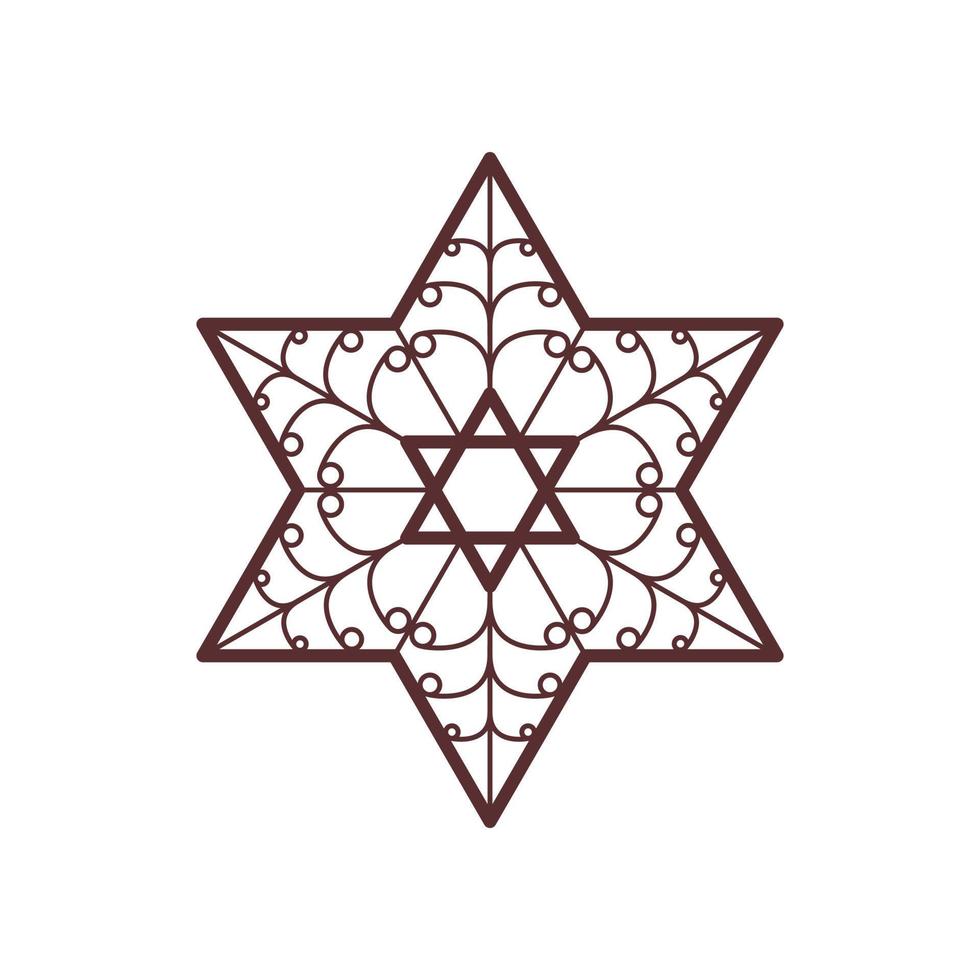Star of David decorative element. Jewish Religion symbol. Line icon for Hanukkah holiday. Vector illustration