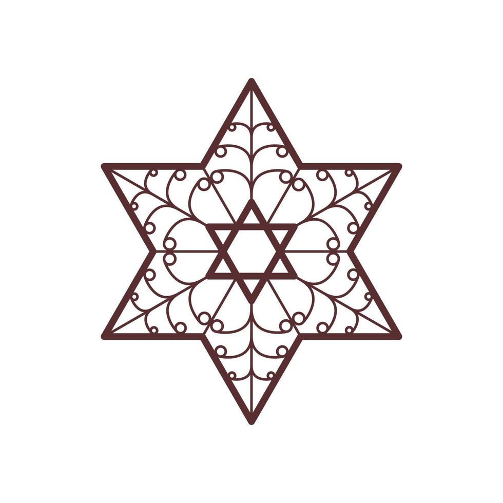 Star of David decorative element. Jewish Religion symbol. Line icon for Hanukkah holiday. Vector illustration