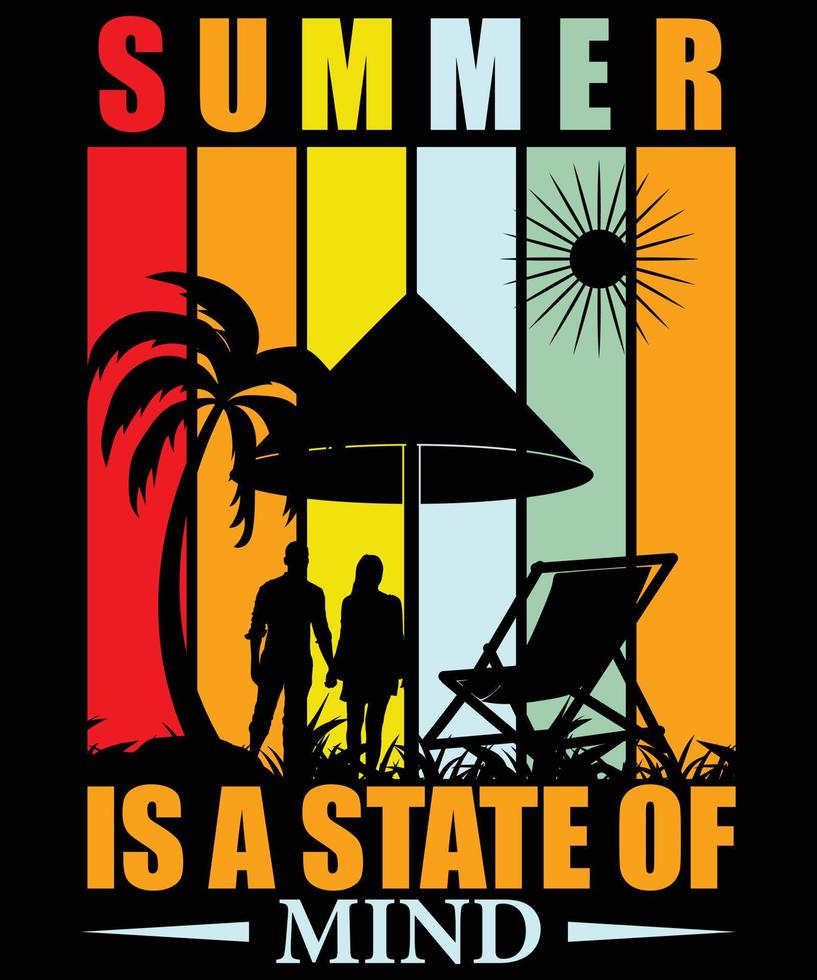 Summer Is A state Of Mind Vector T-Shirt Design Template