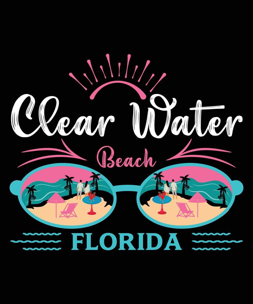 Clear Water Beach Florida Vector T-Shirt Design Template