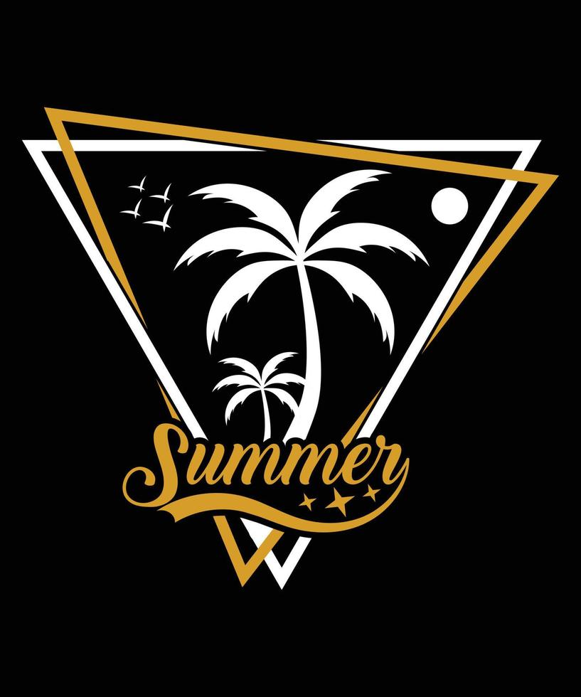 Bird And Palm Tree, Summer T-Shirt Design Template vector
