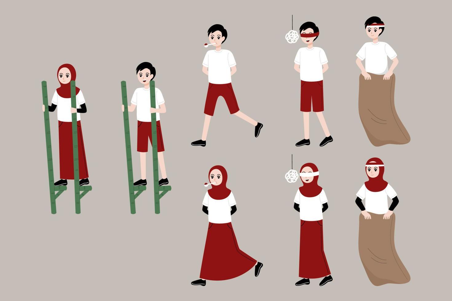 indonesia independence day character play game vector