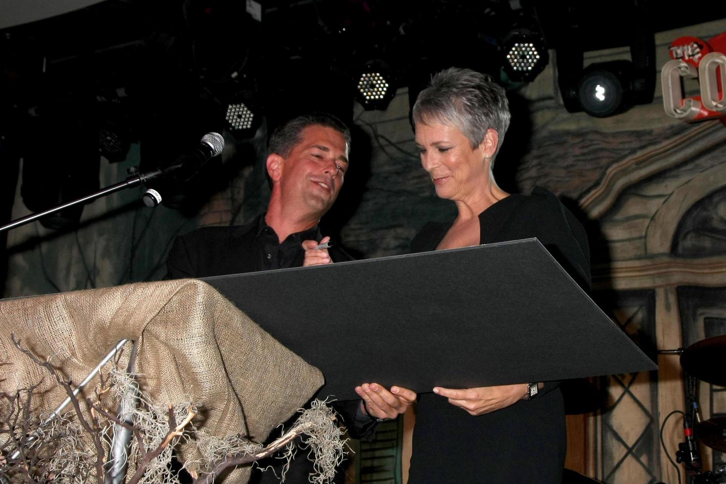 LOS ANGELES, OCT 30 - Malek Akkad, Jamie Lee Curtis at the sCare Foundation Halloween Launch Benefit at Conga Room, LA Live on October 30, 2011 in Los Angeles, CA photo