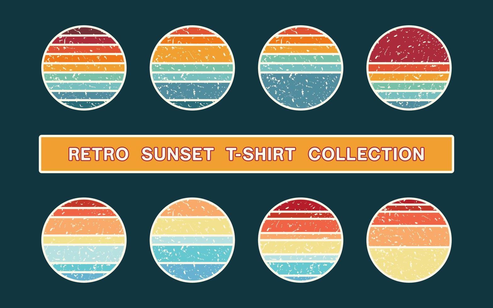 ilustración de diseño de vector de colección de camiseta retro puesta de sol