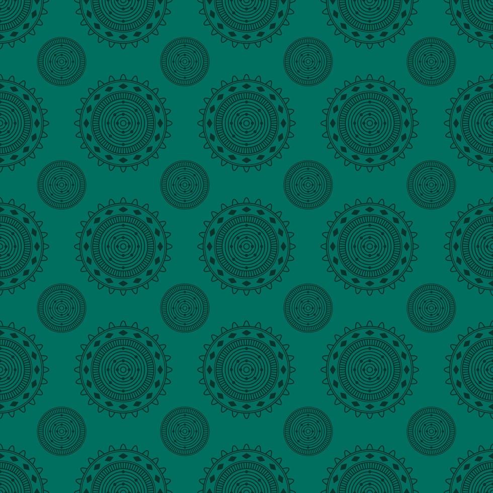 dark flower ornament pattern on green background. repeat, line and mandala style. suitable for backgrounds, fabrics, wallpapers, textiles, and decorations vector