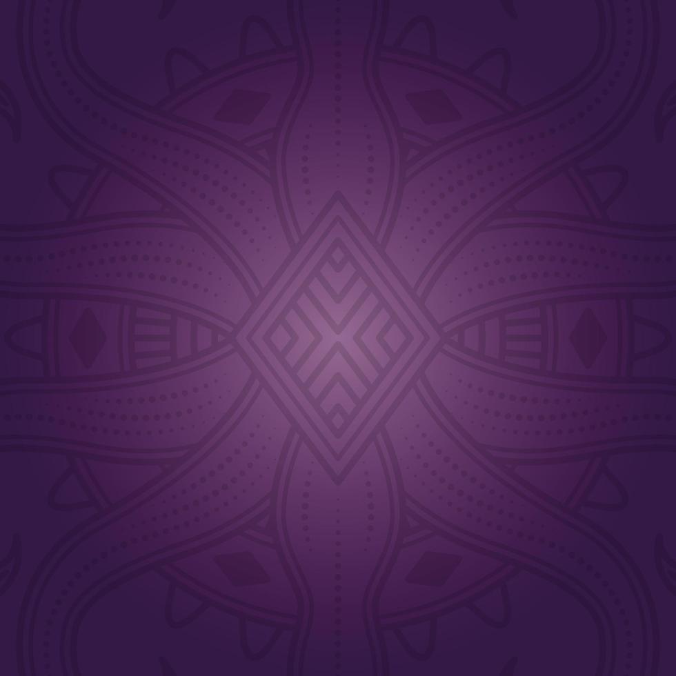 fondo degradado púrpura oscuro con motivo abstracto de adorno floral de mandala. elegante, creativa y única. adecuado para fondo, textura, papel pintado, decoración, folleto y afiche vector