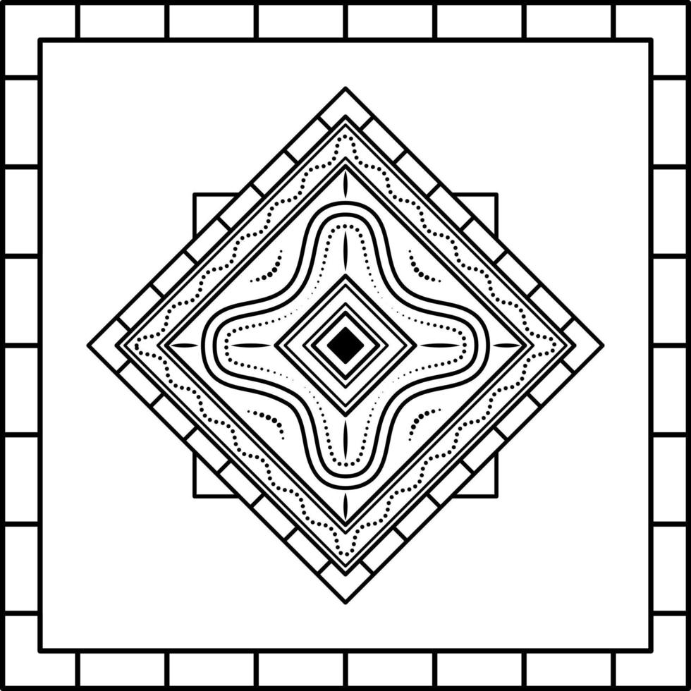 square flower mandala ornament with square frame on white background. art, line, silhouette, creative and unique style. suitable for symbol, decor, tile, print, wallpaper, card, greeting, and textile vector