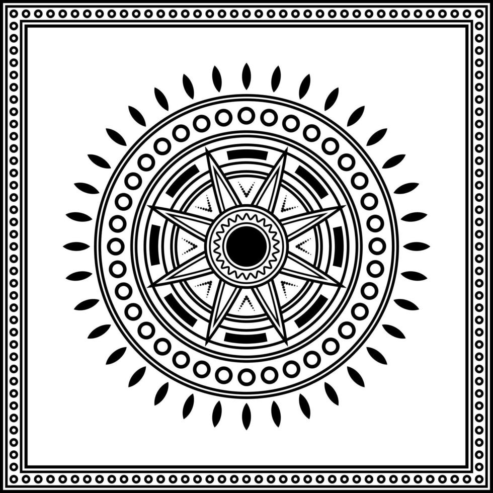 mandala ornament with square frame on white background. art, line, silhouette, creative and unique style. suitable for symbol, sign, decor, tile, print, wallpaper, card, greeting, wedding and textile vector