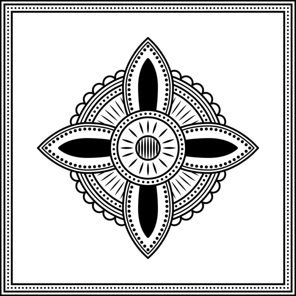 abstract flower ornament with square  frame on white background. art, line, silhouette, creative and unique style. suitable for symbol, decor, tile, print, wallpaper, card, wedding and textile vector
