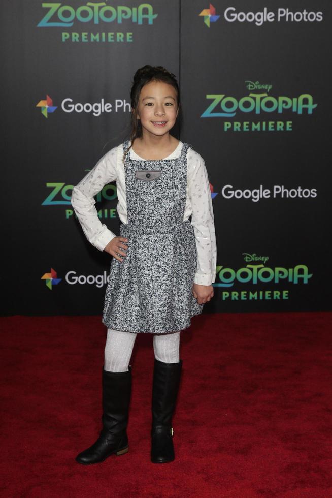 LOS ANGELES, FEB 17 - Aubrey Anderson-Emmons at the Zootopia Premiere at the El Capitan Theater on February 17, 2016 in Los Angeles, CA photo