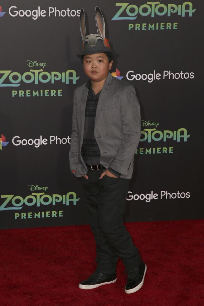 LOS ANGELES, FEB 17 - Hudson Yang at the Zootopia Premiere at the El Capitan Theater on February 17, 2016 in Los Angeles, CA photo