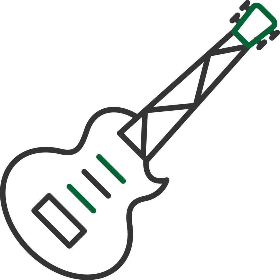 línea de guitarra eléctrica de dos colores vector