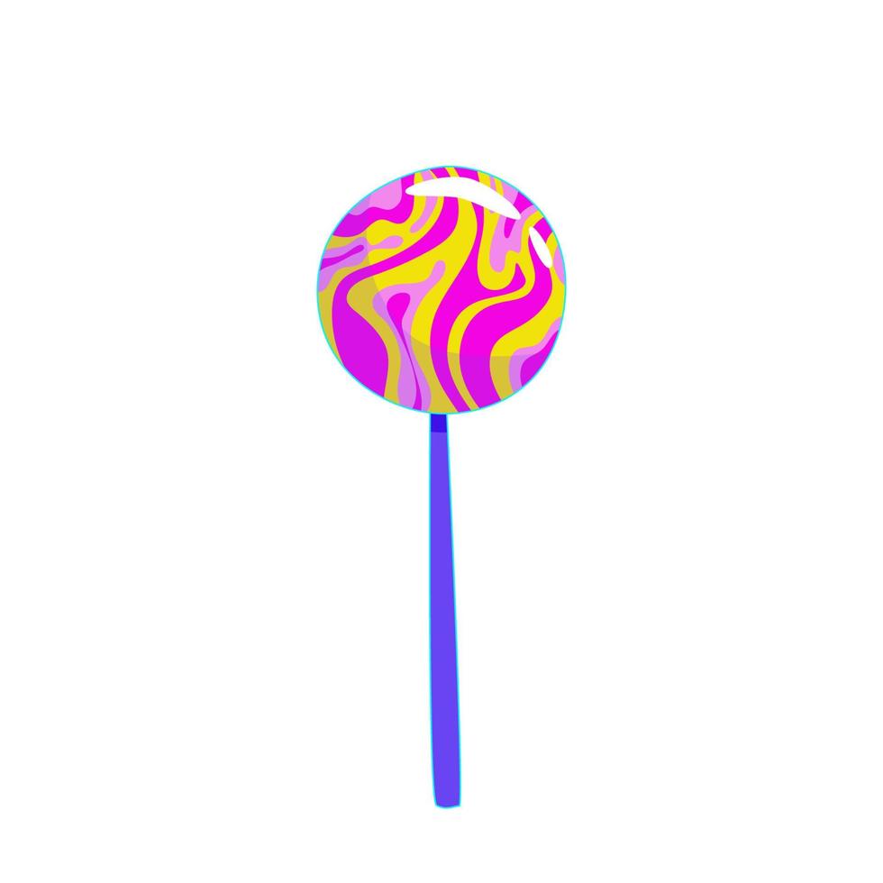 Retro aesthetic y2k, psychedelic acid trippy lollipop. 70s, 80s, 90s cartoon style. Set element smile emoji. Creative vector illustration. Funny cartoon character. Pop art aesthetic y2k