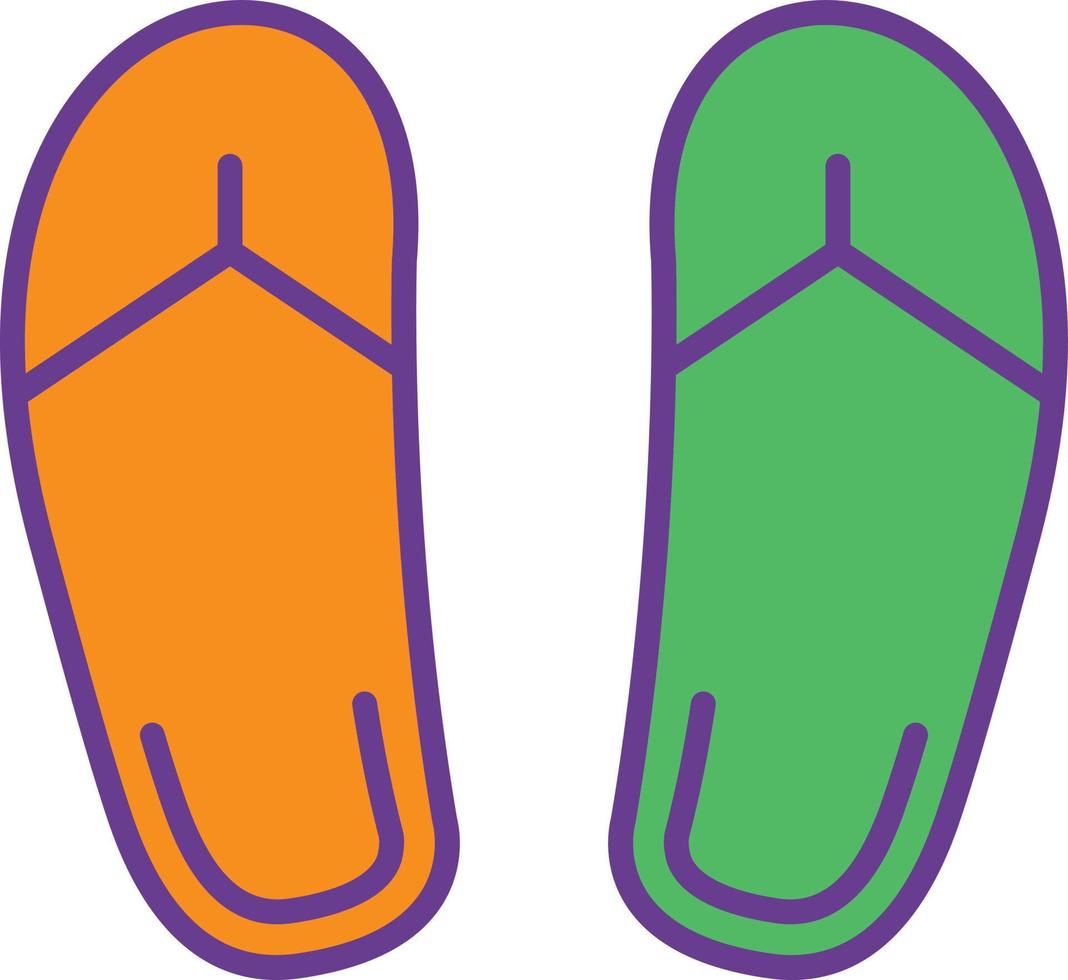 línea de chanclas llenas de dos colores vector