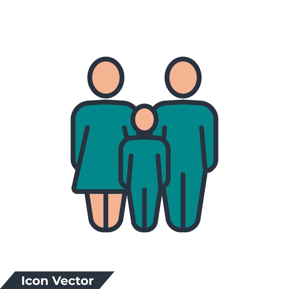 ilustración vectorial del logotipo del icono familiar. plantilla de símbolo de los padres para la colección de diseño gráfico y web vector
