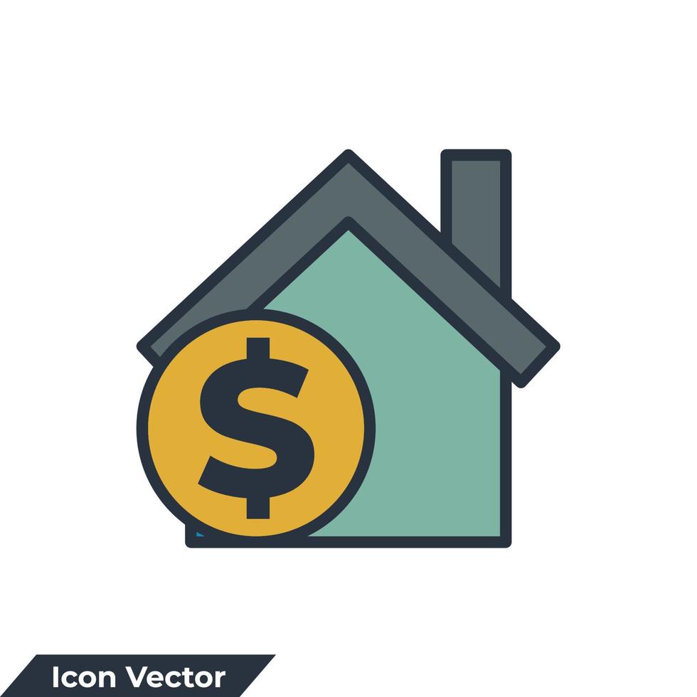 home loan icon logo vector illustration. House with dollar symbol template for graphic and web design collection