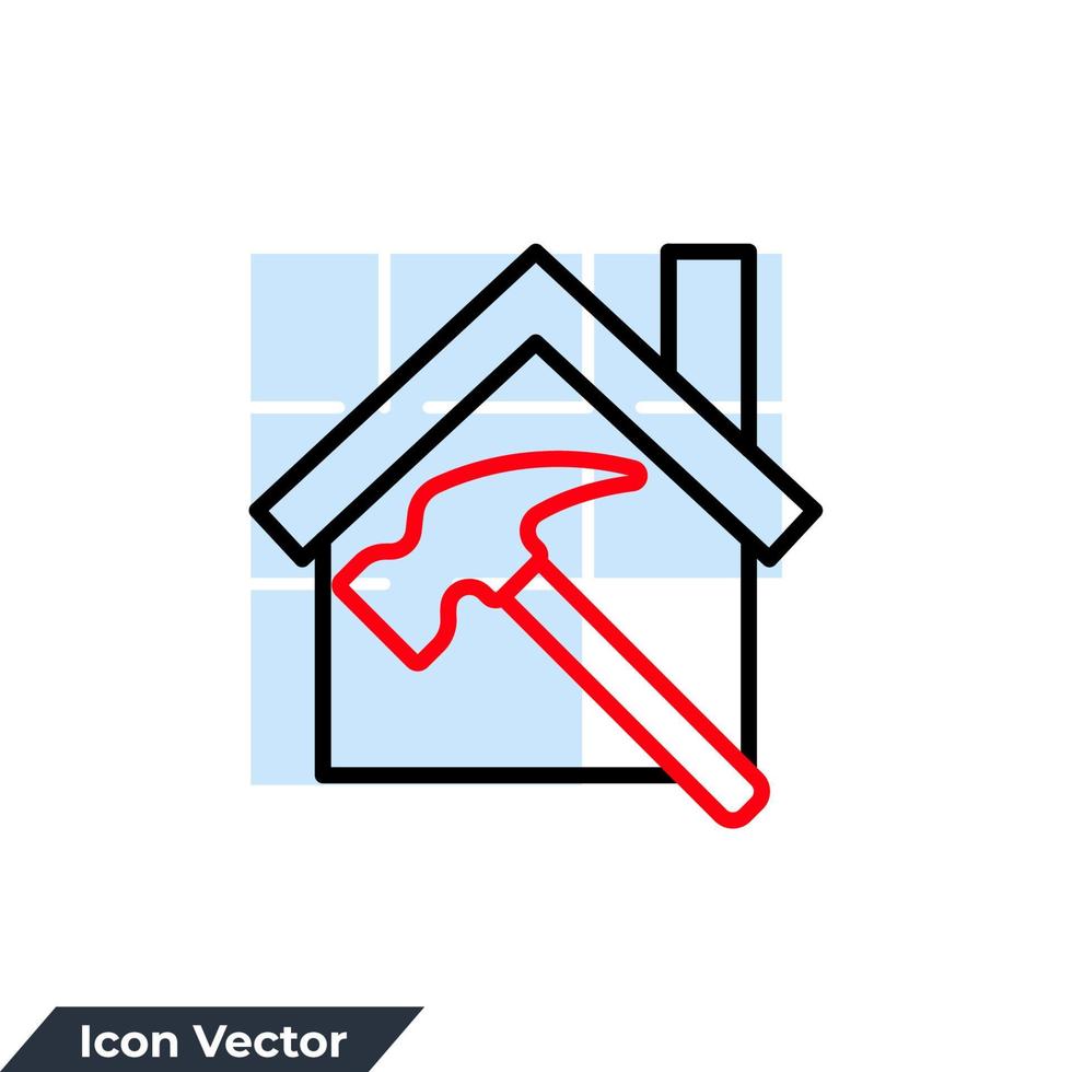 Ilustración de vector de logotipo de icono de renovación. plantilla de símbolo de reparación del hogar para la colección de diseño gráfico y web