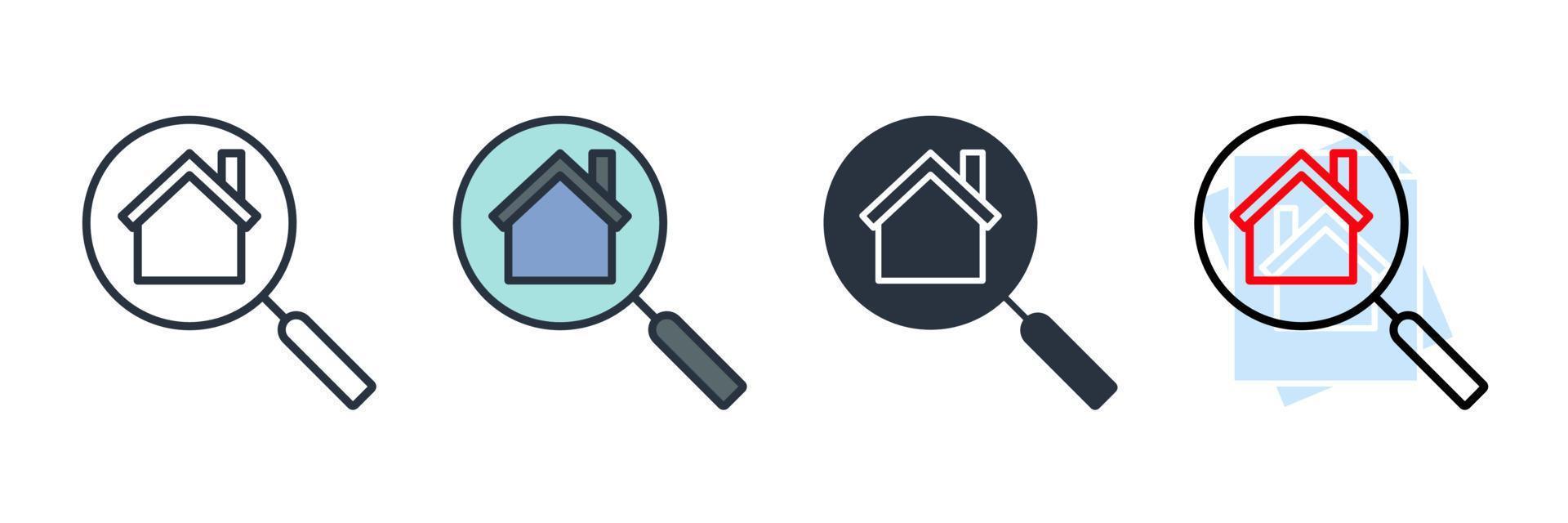 search house icon logo vector illustration. Magnifying glass symbol template for graphic and web design collection