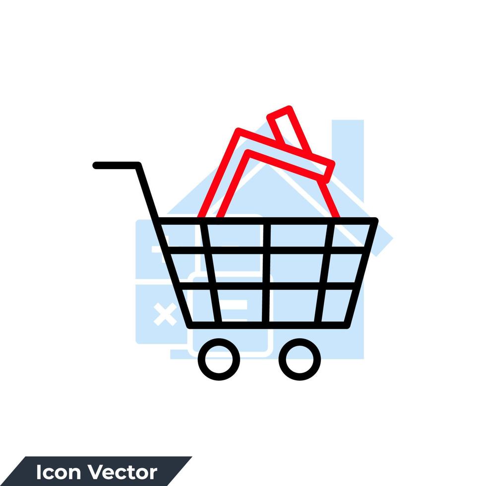 ilustración de vector de logotipo de icono de compras de casa. compra. carrito de compras con plantilla de símbolo de casa para la colección de diseño gráfico y web