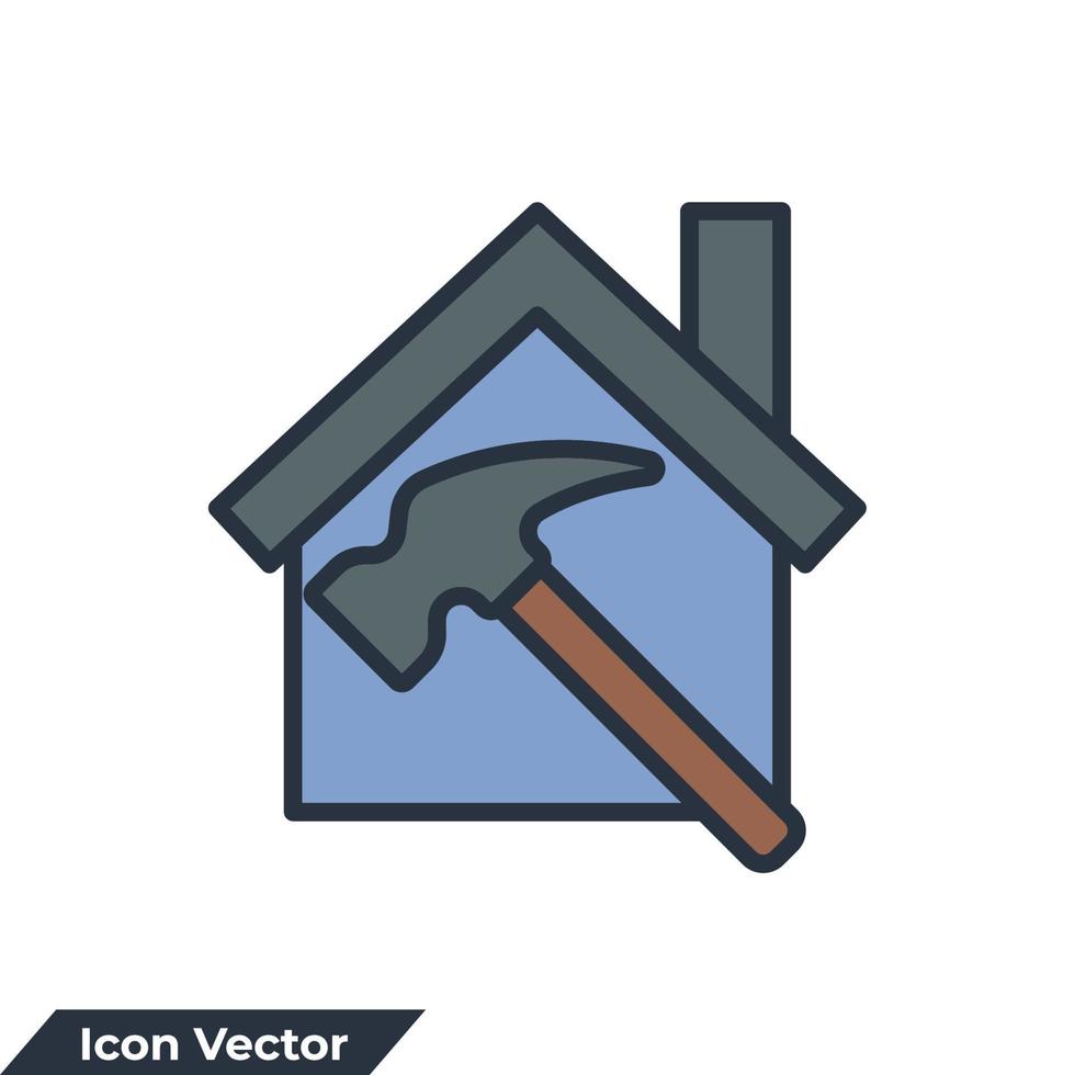 Ilustración de vector de logotipo de icono de renovación. plantilla de símbolo de reparación del hogar para la colección de diseño gráfico y web