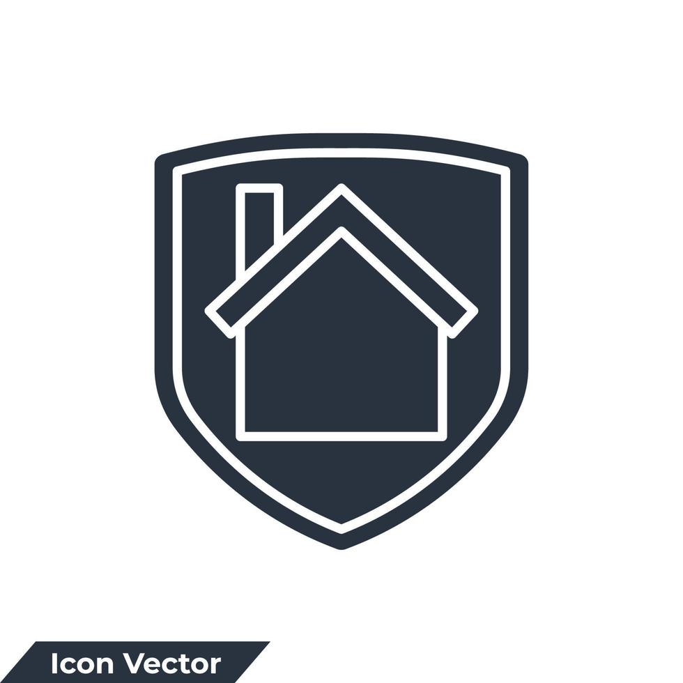 insurance house icon logo vector illustration. shield and home symbol template for graphic and web design collection