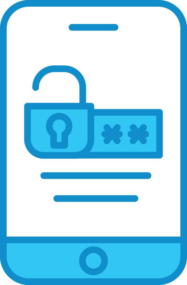 Unlock Mobile Line Filled Blue vector