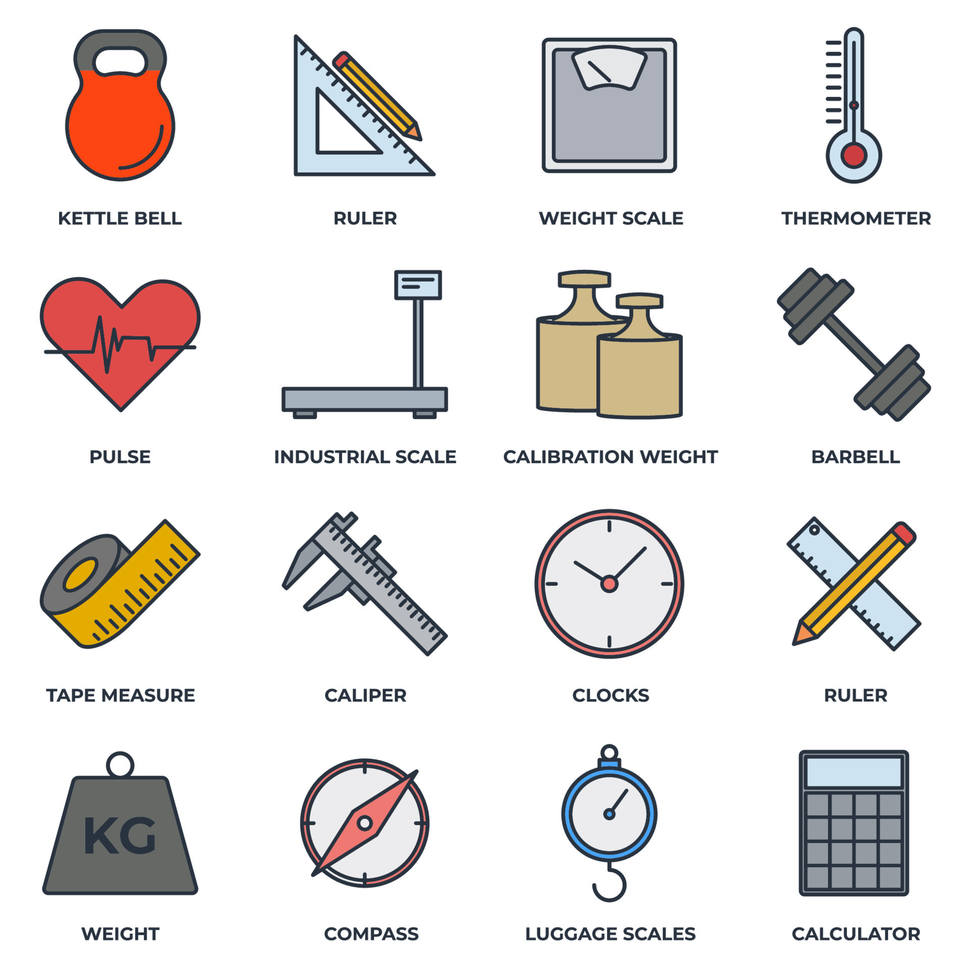 Set of Measuring icon logo vector illustration. measure, measurement