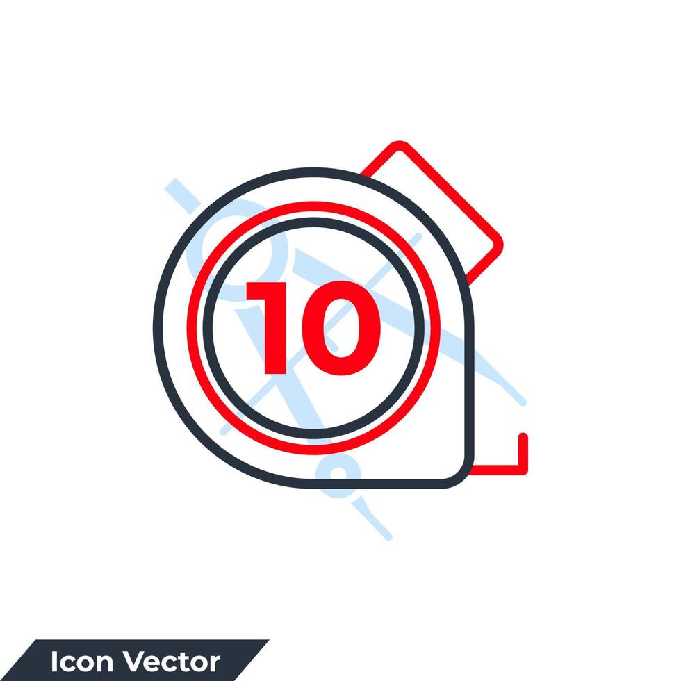 cinta métrica icono logo vector ilustración. plantilla de símbolo de construcción de ruleta para la colección de diseño gráfico y web