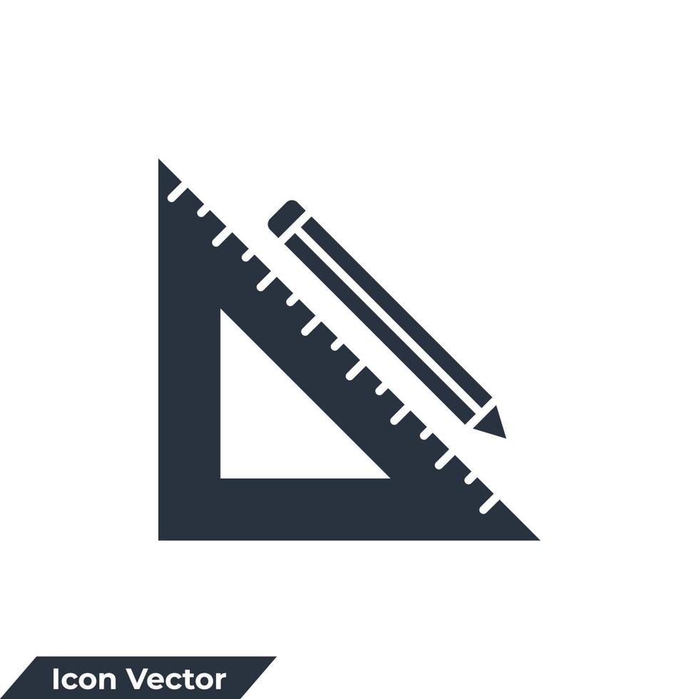 Ilustración de vector de logotipo de icono de regla. plantilla de símbolo de regla de medición y triángulo para la colección de diseño gráfico y web