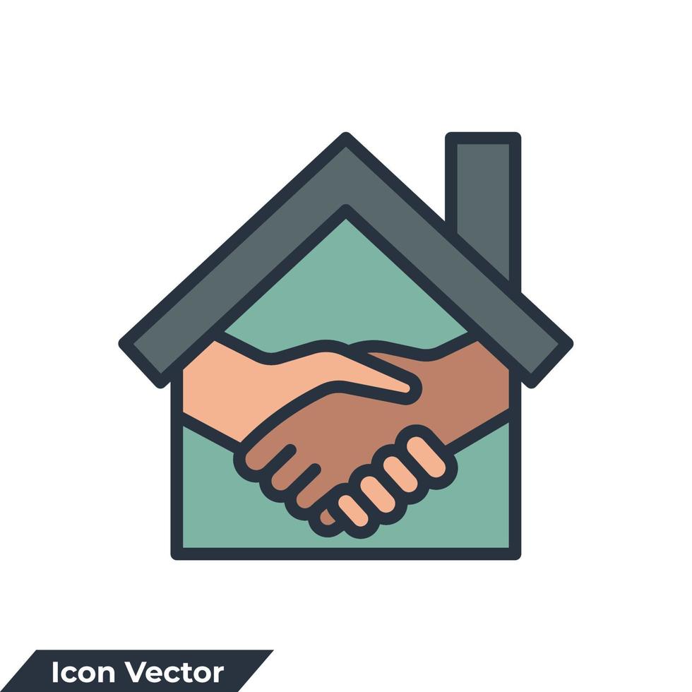 document with home icon logo vector illustration. Contract signing symbol template for graphic and web design collection