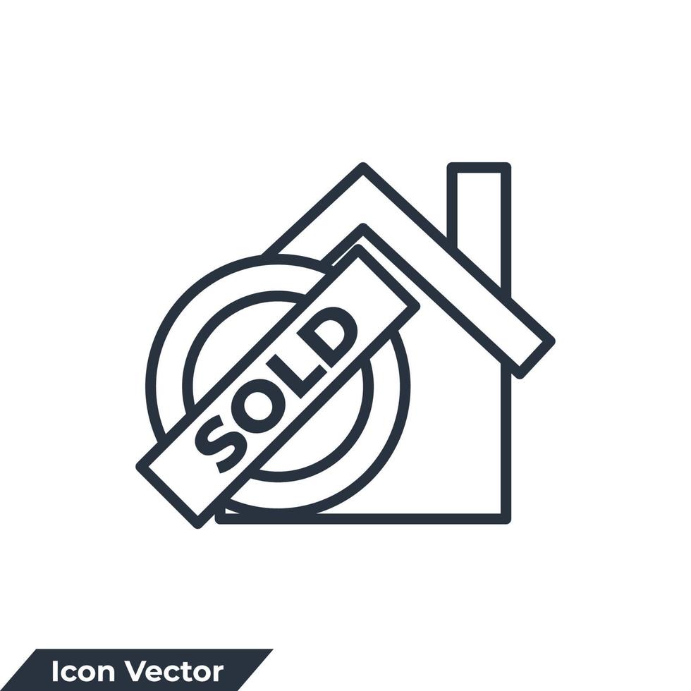 ilustración vectorial del logotipo del icono de la casa vendida. plantilla de símbolo de venta en casa para la colección de diseño gráfico y web vector
