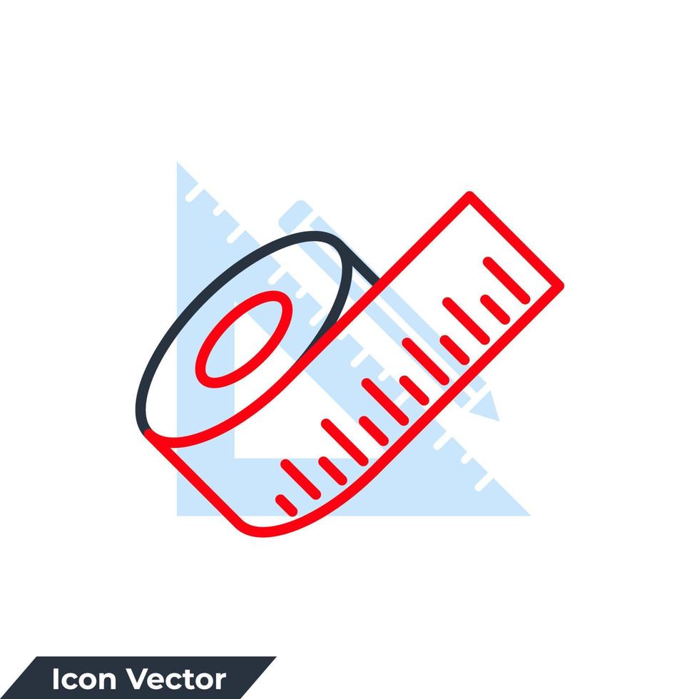 cinta métrica icono logo vector ilustración. plantilla de símbolo de cinta métrica para la colección de diseño gráfico y web