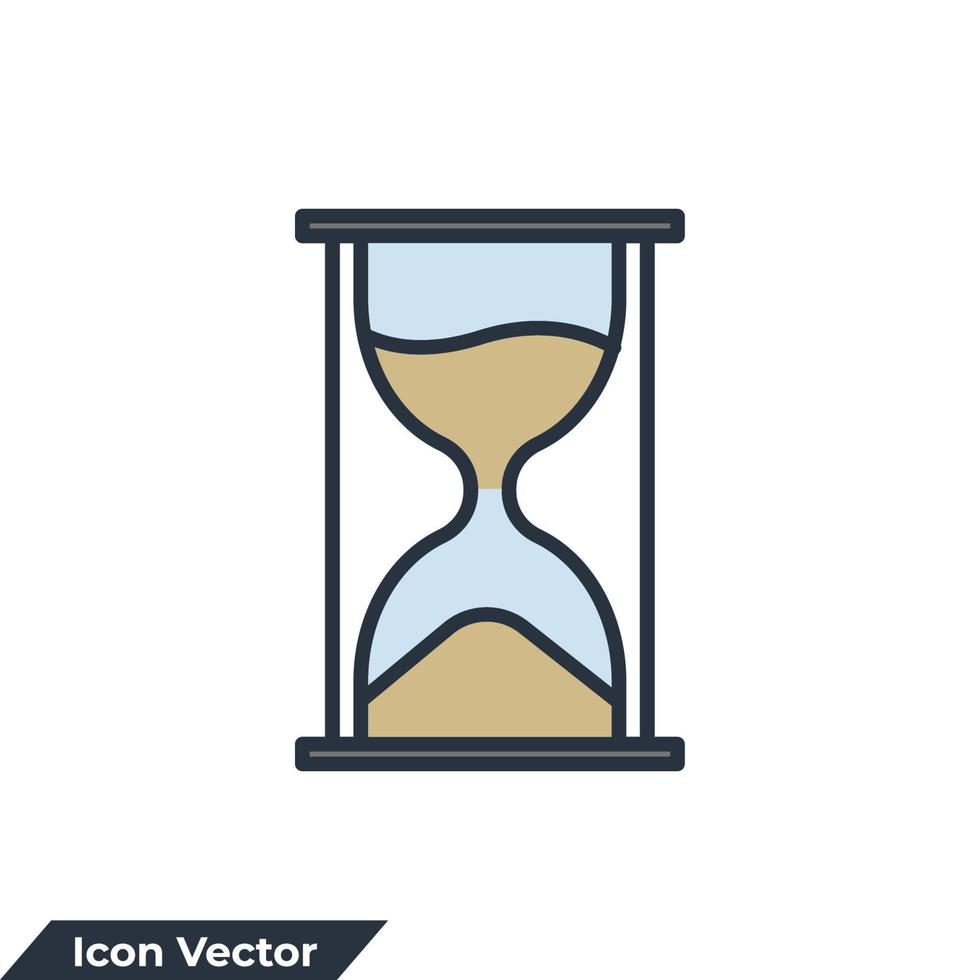 Ilustración de vector de logotipo de icono de vidrio de arena. plantilla de símbolo de reloj de arena para la colección de diseño gráfico y web