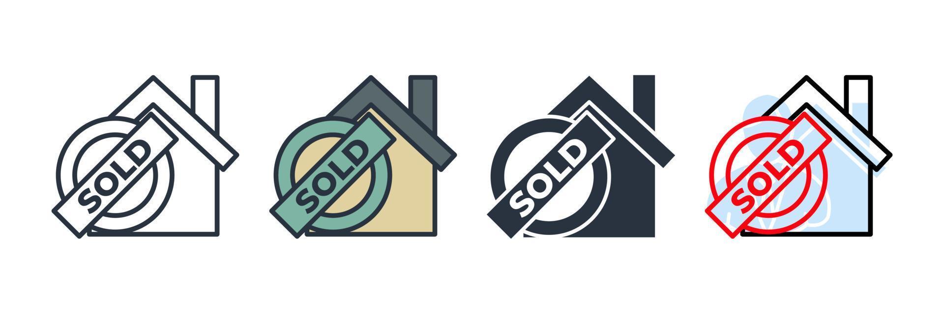 Sold house icon logo vector illustration. home sold symbol template for graphic and web design collection