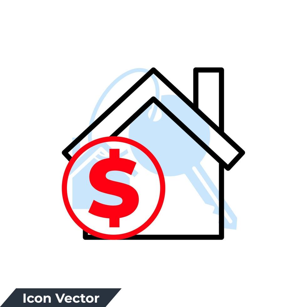 ilustración de vector de logotipo de icono de préstamo hipotecario. casa con plantilla de símbolo de dólar para la colección de diseño gráfico y web
