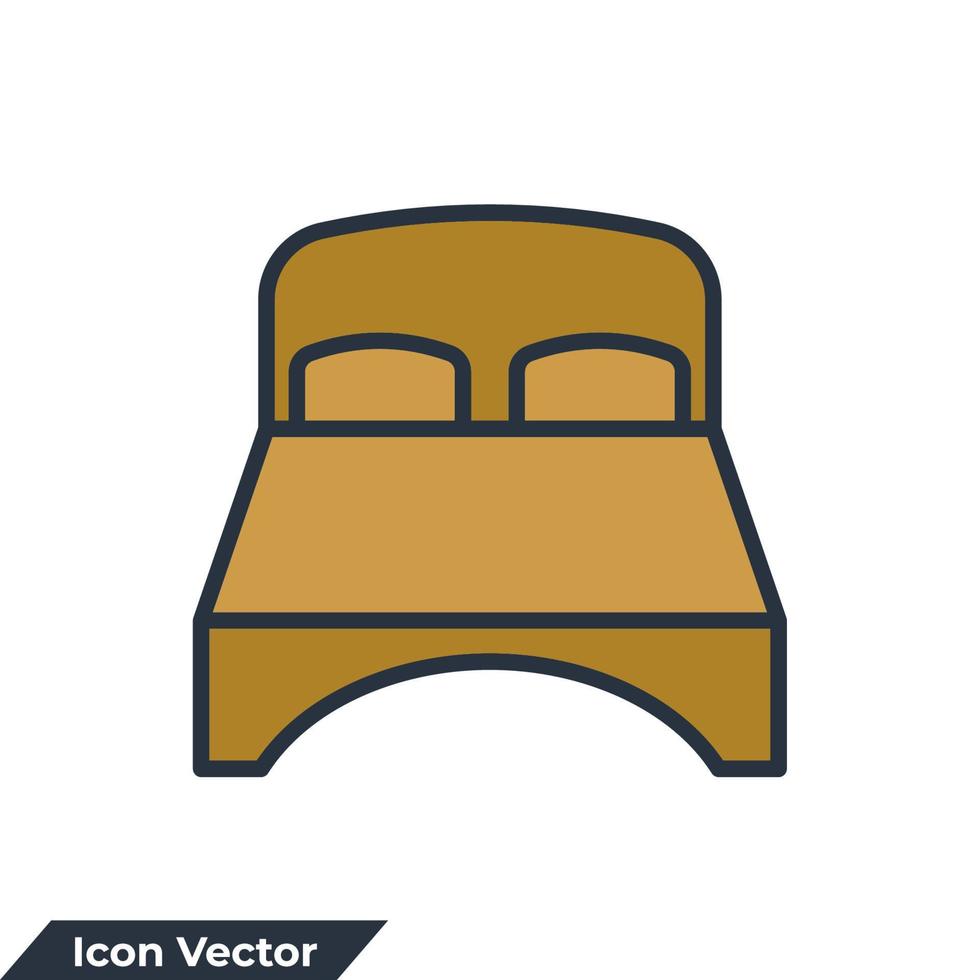 bedroom icon logo vector illustration. double bed symbol template for graphic and web design collection