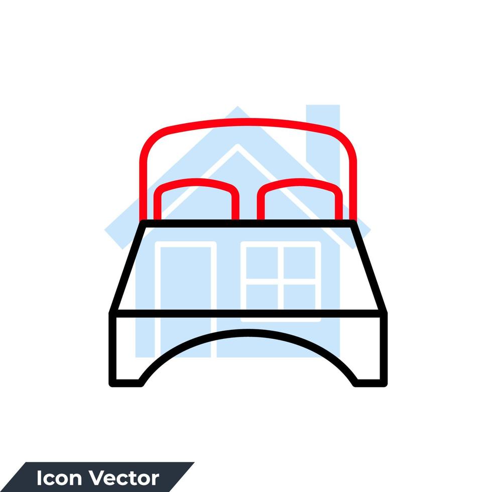 ilustración de vector de logotipo de icono de dormitorio. plantilla de símbolo de cama doble para la colección de diseño gráfico y web