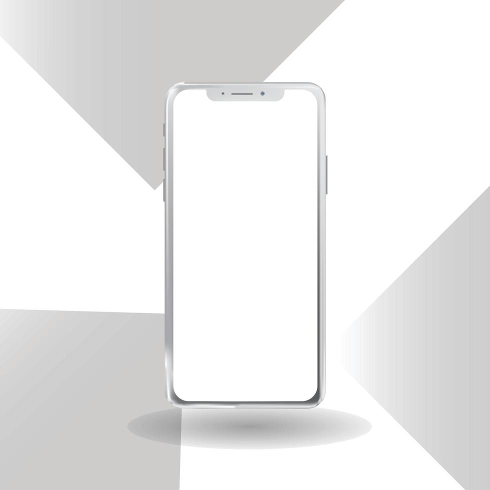 Mobile Phone with Shadow for business blank screen isolated on white background. Mockup to showcase mobile web-site design or screenshots your applications. Vector illustration