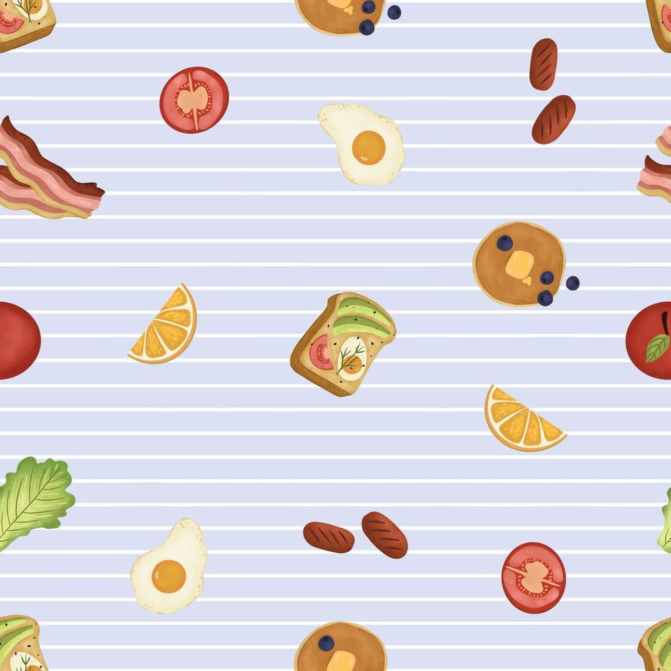 Hand-drawn Breakfast Menu Seamless Pattern vector