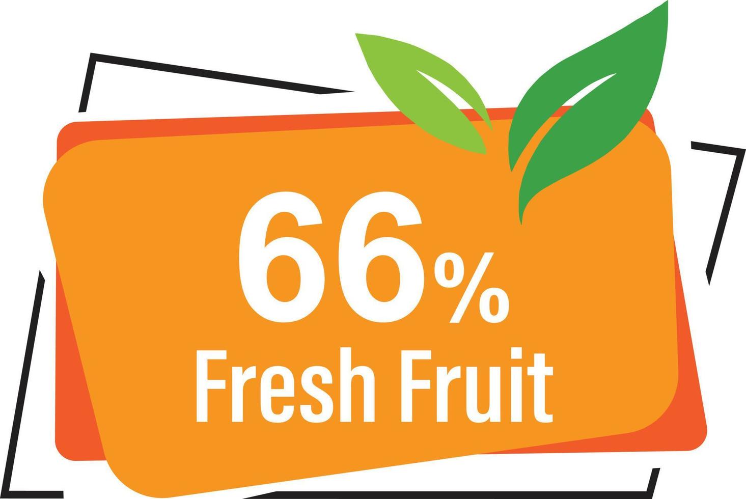 percentage fresh fruit rectangular and half polygonal design element vector illustration for promo sign label on white background with fantastic font and blue white color