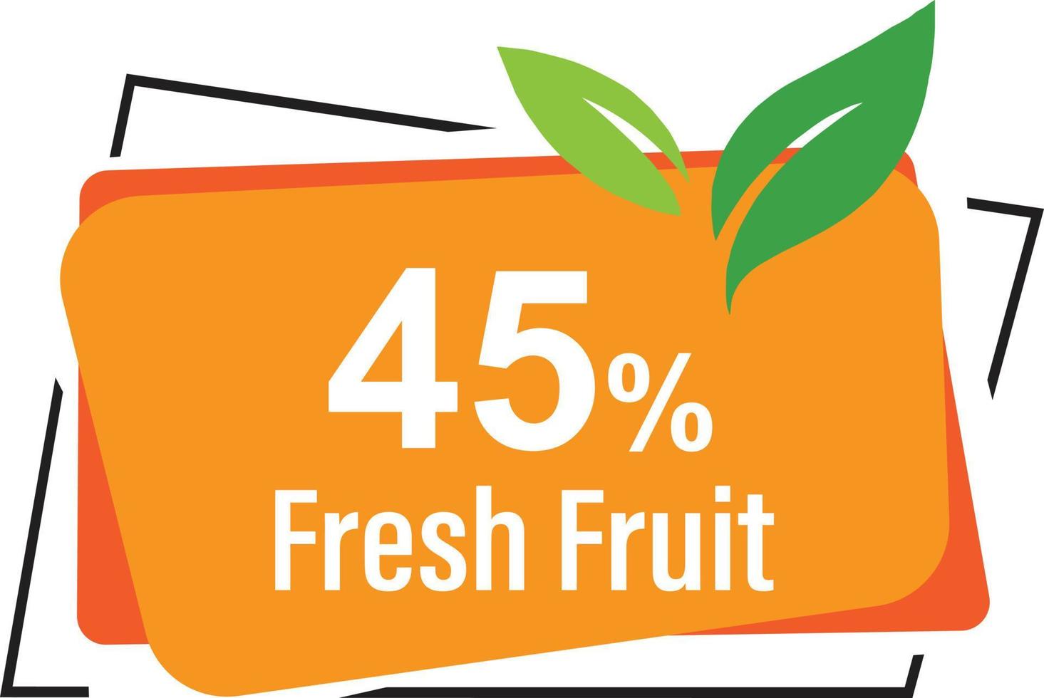 percentage fresh fruit rectangular and half polygonal design element vector illustration for promo sign label on white background with fantastic font and blue white color