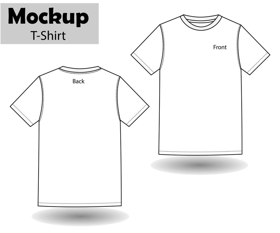 Set of men's white and black t-shirt front and back view realistic mock-up volumetric t-shirt vector template used for billboards, logos, symbol designs or textile goods, for websites.