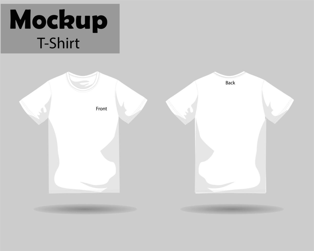 Set of men's white and black t-shirt front and back view realistic mock-up volumetric t-shirt vector template used for billboards, logos, symbol designs or textile goods, for websites.