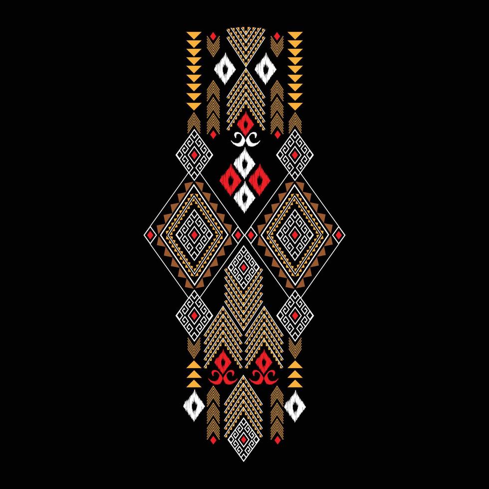 WebBeautiful neckline embroidery.geometric ethnic oriental pattern traditional on black background.Aztec style,abstract,vector,illustration.design for texture,fabric,fashion women wearing,clothing,pri vector